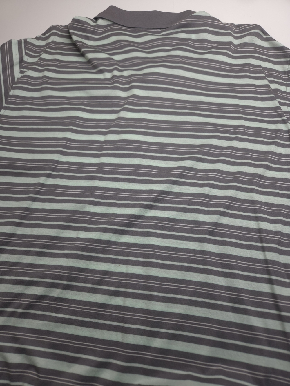 Peter Millar Gray and Light Green Striped Summer Golf Polo